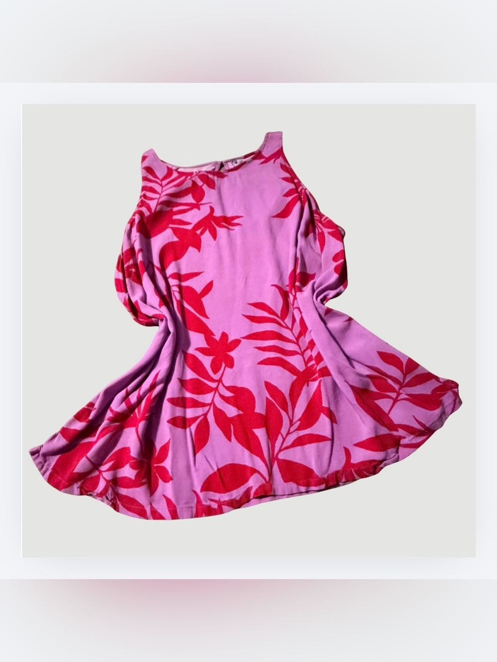 Old Navy Pink Tank with Red Palm Print, Size XL